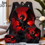 3-osaline "Black Dragon" kollektsioon, &otilde;lakott punase taustaga