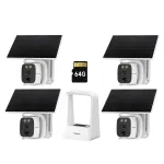 Valveseadmete komplekt FOSSENXE 4MP, p&auml;ikeseenergia, 4 tk, alusega, 64 GB, 180&deg; PTZ