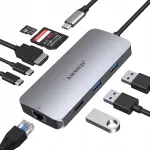 USB-C jagaja ABIWAZY 9in1 HDMI, LAN, PD 100W, Ethernet