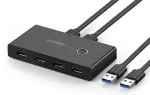 UGREEN KVM USB l&uuml;liti 2x4, USB 3.0, 2 kaabliga