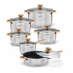 Konighoffer Bari Rose Gold potil ja pannikomplekt, 12-osaline (5 poti ja 1 pann)
