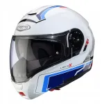 Motorratturi kiiver CABERG LEVO X ELITE, avanev, valge/sinine, suurus M, koos Pinlockiga