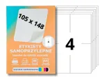 Kleepuvad etikett A4, 105x148 mm, 4 tk/lehel, 100 lehte, printerile.
