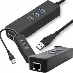 USB-jaotur 3 USB 3.0 pesaga ja 1 Gb/s RJ45 Ethernet-&uuml;hendusega