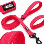 Koera rihm HUGGY DOGGY, 2 m, punane, peegeldav, M suurus, tugev