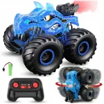 Puldiga juhitav dinosauruse RC auto LED-tulede, suitsu ja 360&deg; p&ouml;&ouml;ramisega