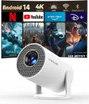 LCD projektor HY300 4K WiFi6 Bluetooth 5, 200" kaugjuhtimispuldiga, 180&deg; p&ouml;&ouml;ratav