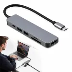 USB-C jaotur, HDMI, 2x USB 3.0, SD/TF kaardilugeja, PD 100W, 5 Gb/s, 20 cm, alumiinium