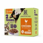 2 Friends steriliseeritud kasside m&auml;rg toit kanaga (74% liha) kastmes, 12 x 85 g