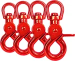 Karabiinhaagid p&ouml;&ouml;rleva r&otilde;ngaga, 61 mm, terasest, punased, 4 tk