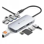 NOVOO USB-C 9-&uuml;hes jagaja HDMI 4K 60Hz, SD/TF kaardilugeja ja PD-ga