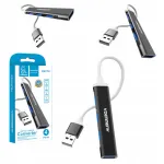 USB jagaja DENMEN DU17, 4 pesa, must, alumiinium