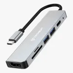 Techsuit TurboChargeX 6in1 (H5) dokkimisjaam Type-C-st 2x USB-le