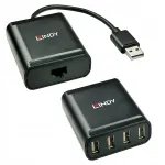 USB-jaotur Lindy 42679, must, USB 2.0