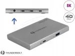 Thunderbolt 4 jagaja Delock 64157, 3 pesa, USB-A 10 Gbps, 8K tugi