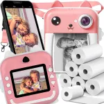 Laste instantkaamera mini termoprinteriga Kitty, 6 paberirulli