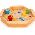 Laste puidust liivakast GINGER HOME, 4 istekohta, 134,5x134,5 cm