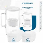Wessper D2 borosilikaatklaasist valge 3 l veefilter 6 filtriga