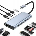 USB-C 11-&uuml;hes jagaja HDMI 4K, USB 3.0 ja PD toega