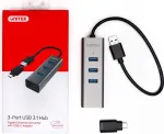 USB jagaja Unitek Y-3083B, 3x USB-A 3.0, RJ-45 LAN, USB-A/USB-C, 5 Gb/s