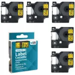 Specmark DYMO D1 45018 kleeplint, 12 mm x 7 m, kollane mustaga, 5 tk