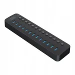 USB jaotur CT2U3-13AB l&uuml;lititega, 13x USB-A, must