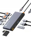 USB-C 10-in-1 adapter NOVOO: HDMI 4K, Ethernet, 100W PD, 3x USB-A, USB-C, SD, TF