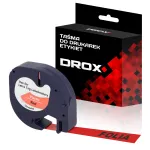 DYMO Letratag sildipael 12 mm x 4 m, punane, must tekst, plastik, 91203