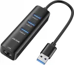 USB 3.0 jaotur 4 pesaga ja LAN v&otilde;rgukaardiga 1000 Mbps RJ45