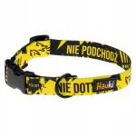 Suur koera kaelarihm SAFE COLLAR, mustriga STOP!, L suurus, tehtud Poolas