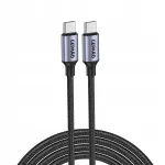 USB-C kaabel Gepard, 60W, 2 m, metallist, must, punutud