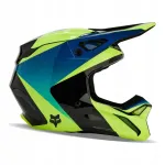 Motokrossi kiiver FOX V1 Streak must/kollane, suurus XL