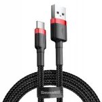Baseus Cafule USB &ndash; USB-C laadimiskaabel, 1 m, 3A, punane-must