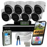 J&auml;relevalve komplekt 8 POE IP kaamerat 4Mpx DUAL LED IR 1TB ketastega Hikvision