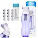 Filtreeritud veepudel Aqualogis Aqua&Go 0,75 l, lilla, 3 lisafiltriga