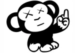 Kleebis autole, taustata, JDM MONKEY WITH FINGER, 16 x 19,4 cm