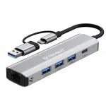 Techsuit BoostNetLink 5in2 (H3) dokiplaat USB, Type-C-st 3x USB-ks