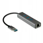 ROLINE USB jagaja 3x USB 3.2 Gen 1 koos Gigabit Ethernetiga