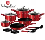BERLINGER HAUS Burgundy potikomplekt induktsioonile, 15-osaline, kaantega, BH-1226N