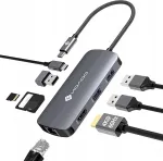 USB-C jaotur NOVOO 8-&uuml;hes HDMI 4K 60Hz, 3 x USB 3.0, Gigabit Ethernetiga