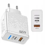 Kompaktne GaN 65W USB-C PD + QC 3.0 AC laadija