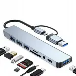 USB-C hub 8in1, SD kaardilugeja, k&otilde;rvaklappide pesa, MacBook s&uuml;learvutile sobiv