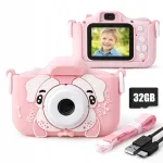 Laste roosa kaamera Dog 40MP selfie ja 1080P videoga