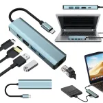 USB-C 5-pesaga jaotur PD 100W, USB 3.0, HDMI 4K, LAN RJ45 s&uuml;learvutitele
