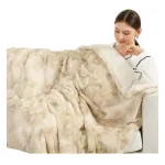 Elektriline soojendav pleed 150x200 cm, 6 k&uuml;tteastet, 10-tunnine taimer, kreemikas-valge
