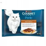 Purina GOURMET PERLE kassitoit veise- ja kanaliha t&uuml;kkidega kastmes, 4 x 85 g