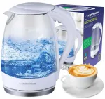 Elektriline veekeetja 1,7 l, 2200 W, valge, klaasist, LED ja filtriga