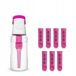 Veepudel filtriga Dafi SOLID 0,5 l, roosa, 7 filtriga
