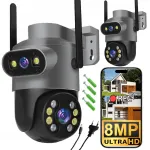 V&auml;lip kaamera kahe objektiiviga WiFi, 8MP UHD 4K, teavituste ja h&auml;iretega