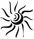 Kleebis autole, mootorrattale v&otilde;i kiivrile SUN tribal, 15 x 13,2 cm, taustata